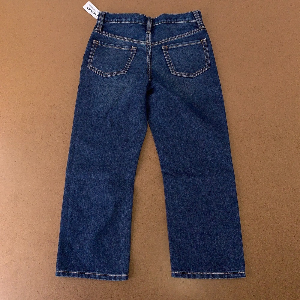Old Navy Girls Size 7 Dark Wash Denim High-Waisted Slouchy Straight Jeans NWT - Picture 4 of 5